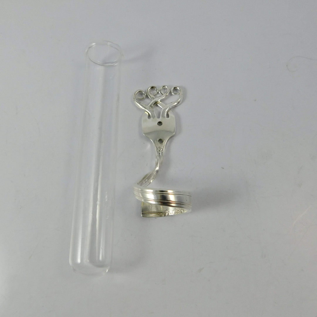 Twisted Fork Silver Bud Vase Wall Sconce, Heart Design