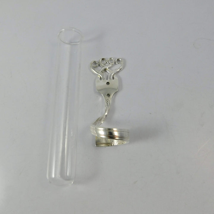 Twisted Fork Silver Bud Vase Wall Sconce, Heart Design
