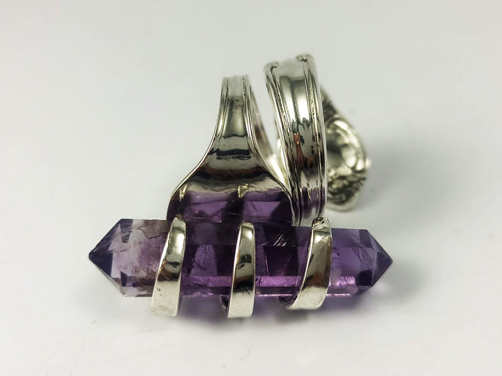 Amethyst Crystal Gold Cocktail Fork Cocktail Ring