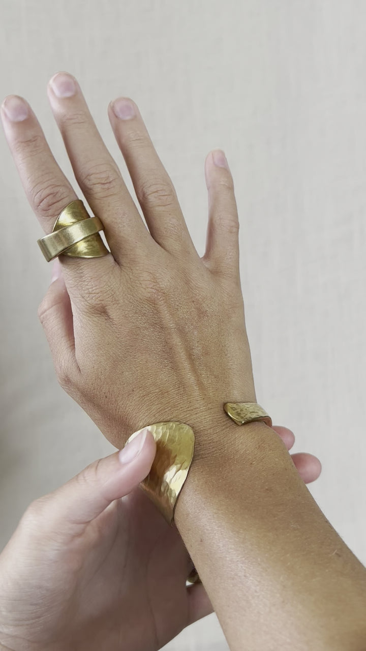 Golden Bronze Spoon Cuff Bracelet, Cuff
