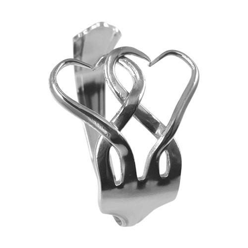 Linked Hearts Silver Fork Cuff Bracelet