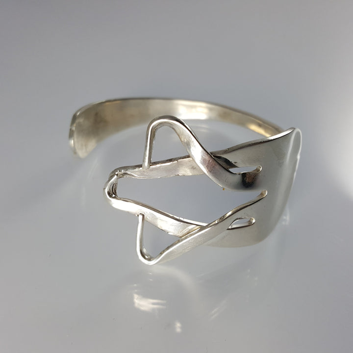 Star of David Silver Salad Fork Judaica Cuff Bracelet