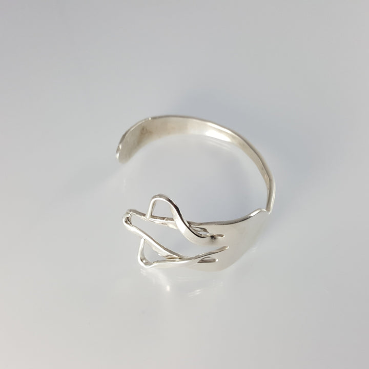 Star of David Silver Salad Fork Judaica Cuff Bracelet