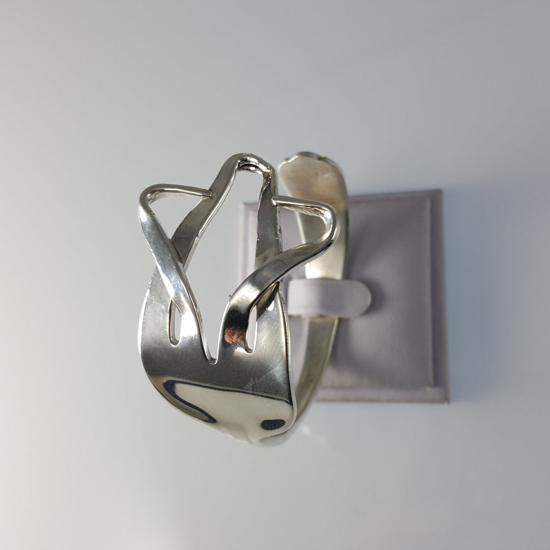 Star of David Silver Salad Fork Judaica Cuff Bracelet