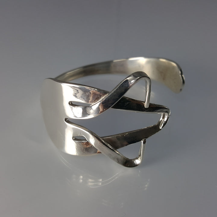 Star of David Silver Salad Fork Judaica Cuff Bracelet