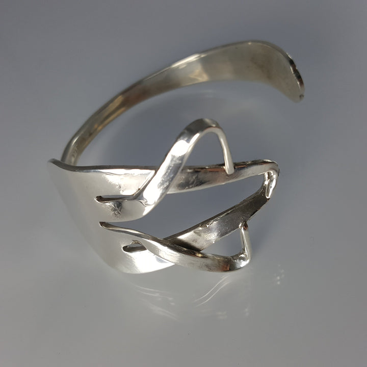 Star of David Silver Salad Fork Judaica Cuff Bracelet