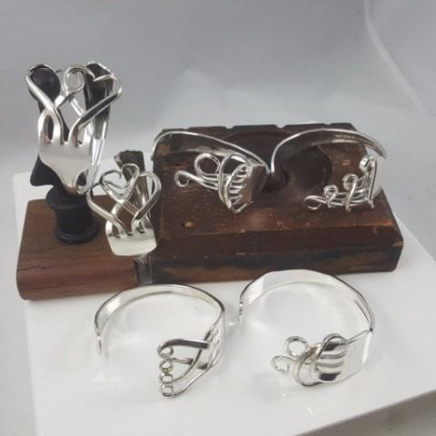Sterling Silver Fire Vintage Fork Cuff Bracelet