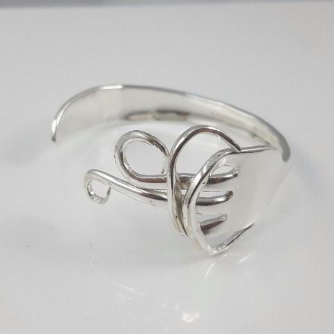 Sterling Silver Fire Vintage Fork Cuff Bracelet