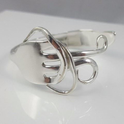 Sterling Silver Fire Vintage Fork Cuff Bracelet