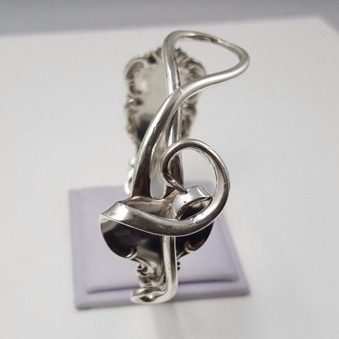 Treble Clef Sterling Silver Fork Cuff Bracelet