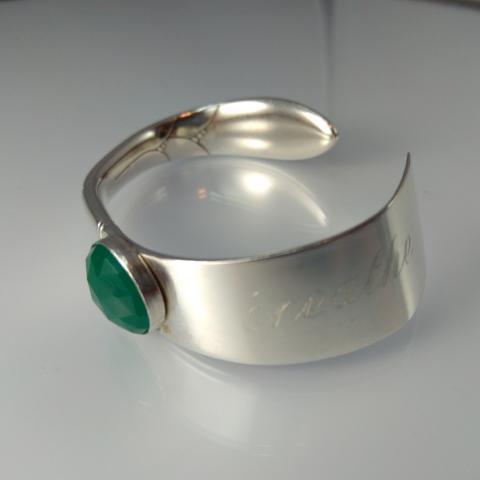 Gemstone Butter Spreader Silver Cuff Bracelet