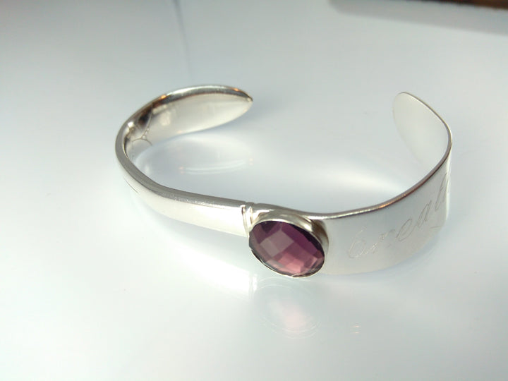 Gemstone Butter Spreader Silver Cuff Bracelet