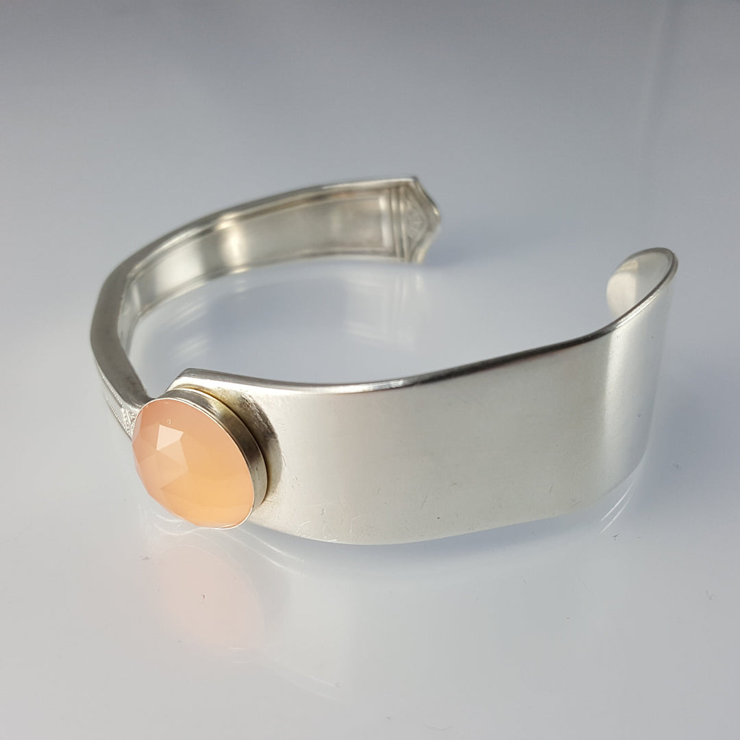 Gemstone Butter Spreader Silver Cuff Bracelet