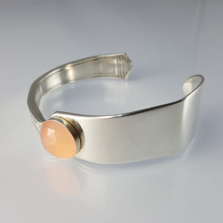 Gemstone Butter Spreader Silver Cuff Bracelet