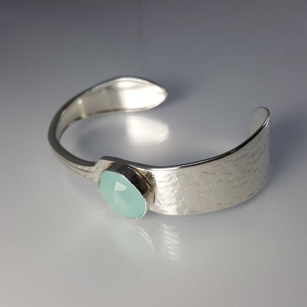 Gemstone Butter Spreader Silver Cuff Bracelet