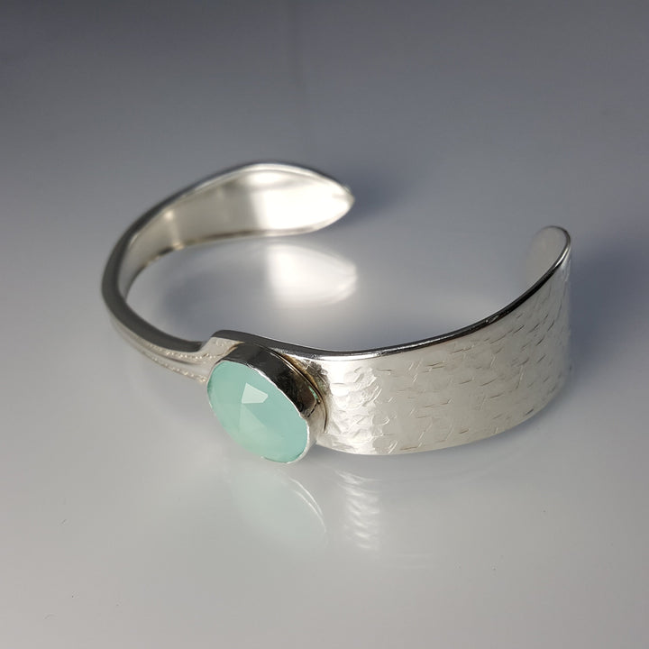 Gemstone Butter Spreader Silver Cuff Bracelet