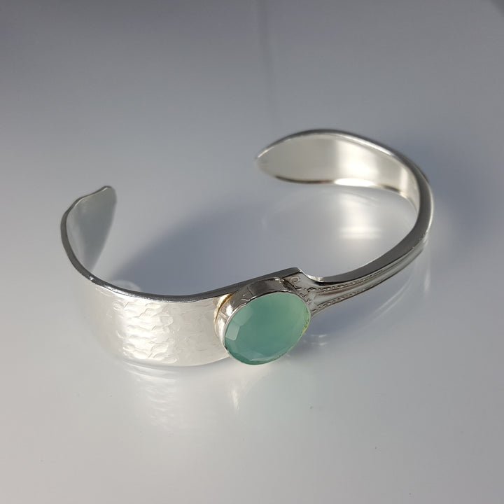 Gemstone Butter Spreader Silver Cuff Bracelet