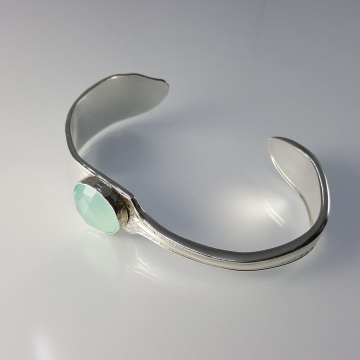 Gemstone Butter Spreader Silver Cuff Bracelet