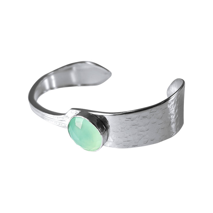 Gemstone Butter Spreader Silver Cuff Bracelet