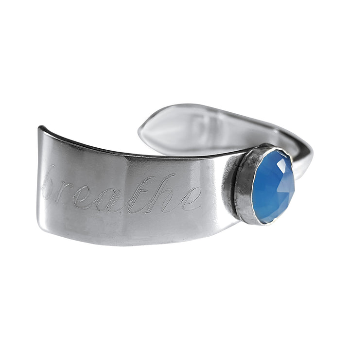 Gemstone Butter Spreader Silver Cuff Bracelet