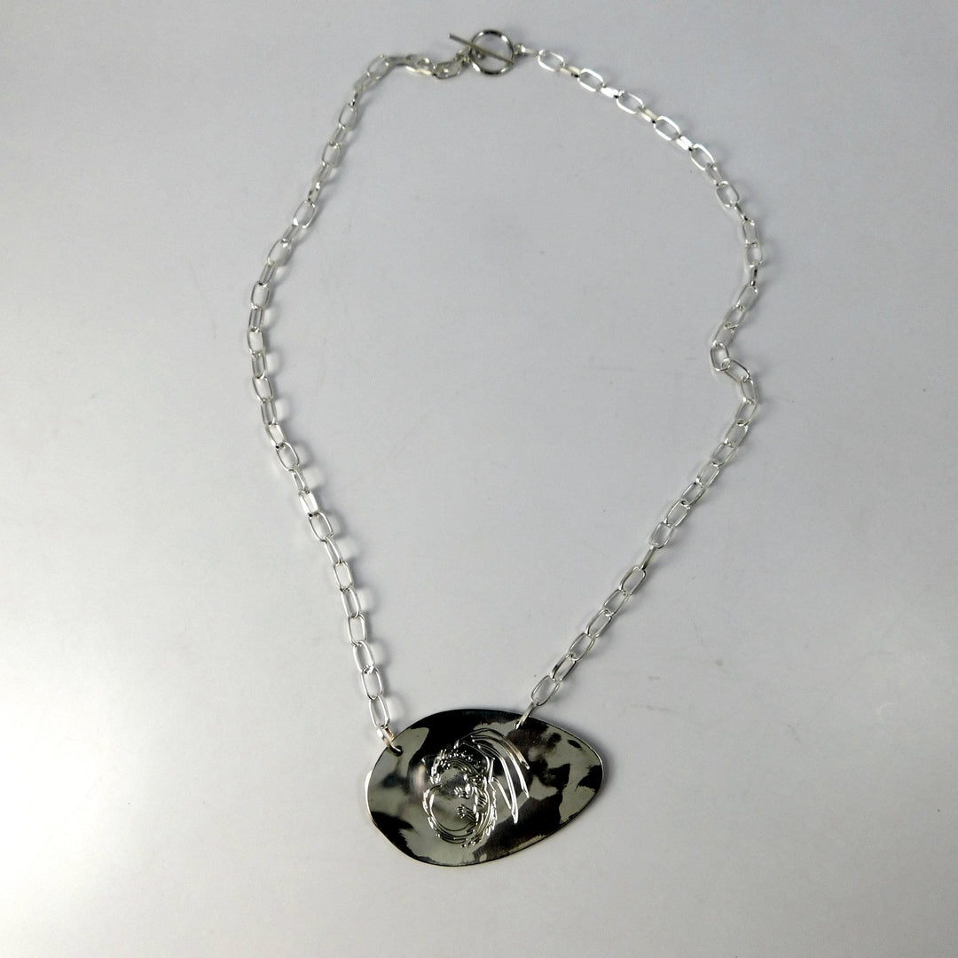 Engraved Dragon Silver Spoon Necklace