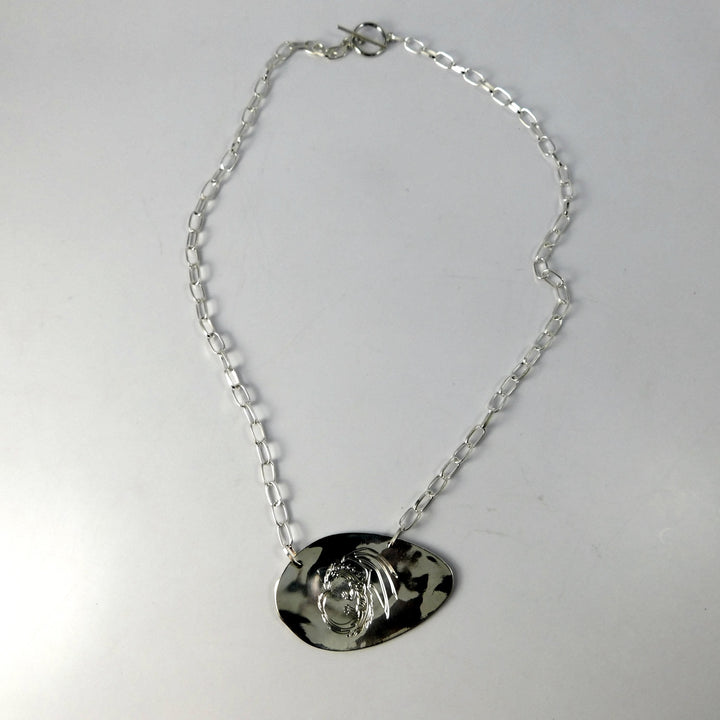 Engraved Dragon Silver Spoon Necklace