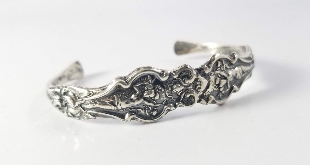 Goddess Nouveau Sterling Silver Antique Flatware Cuff Bracelet
