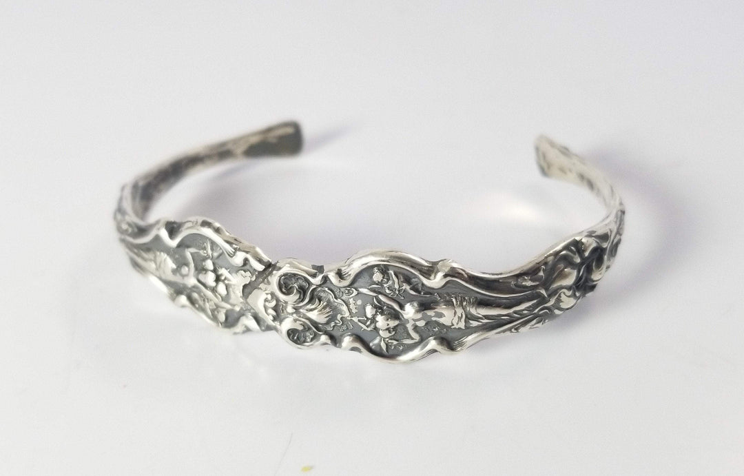 Goddess Nouveau Sterling Silver Antique Flatware Cuff Bracelet