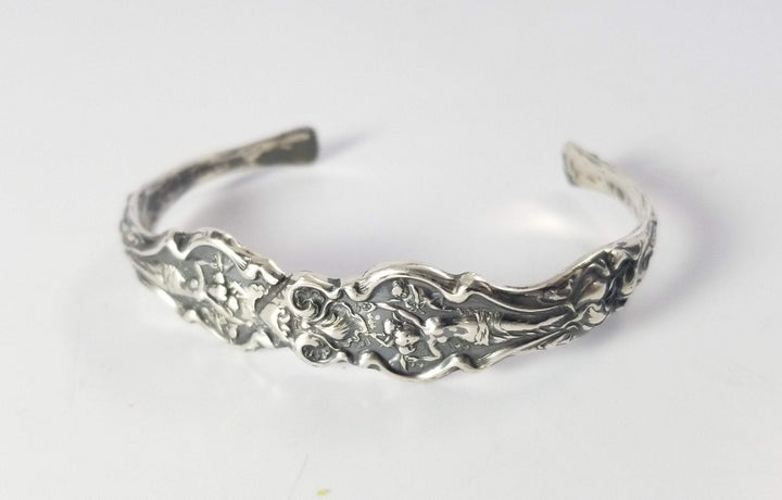 Goddess Nouveau Sterling Silver Antique Flatware Cuff Bracelet