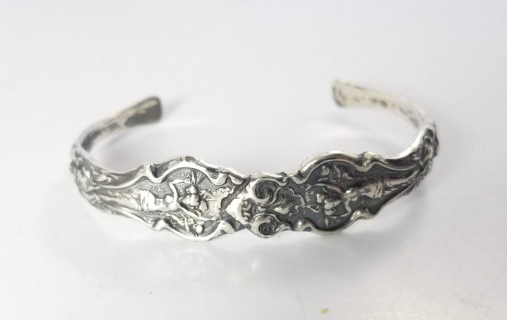 Goddess Nouveau Sterling Silver Antique Flatware Cuff Bracelet