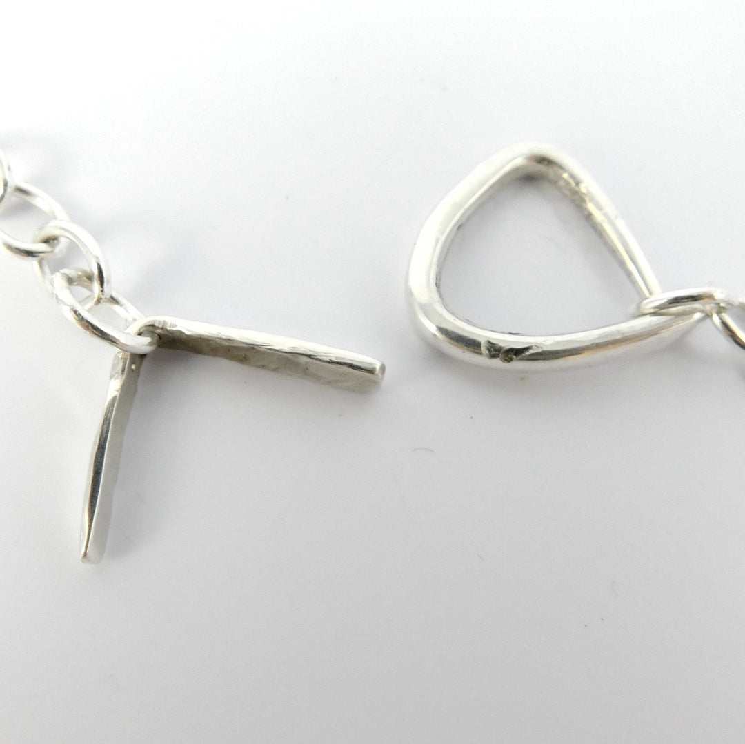 Mountain Range Necklace with Triangle Turquoise Stone, Silver Fork Necklace