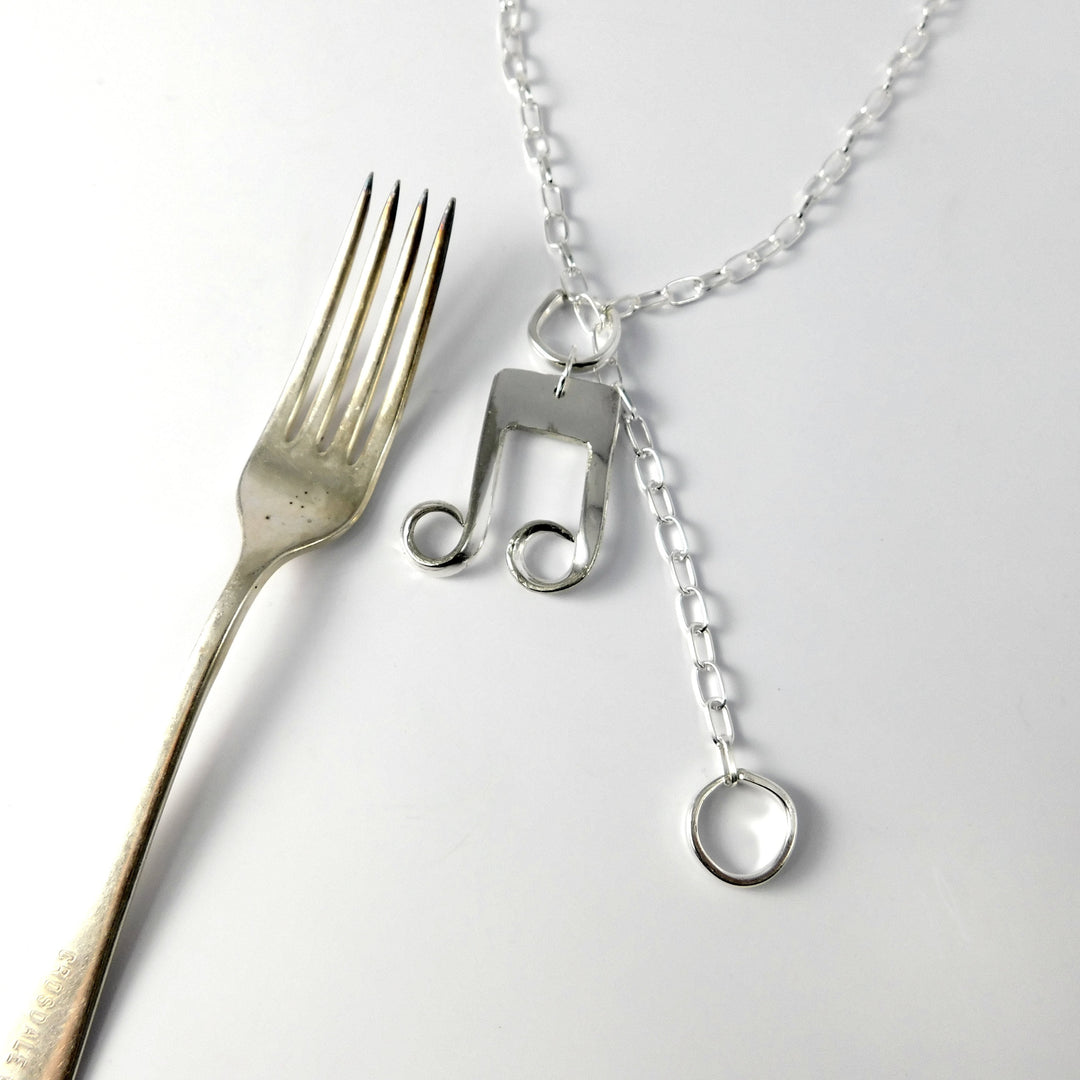 "Music In Four Fork Tines" Silver Fork Necklace