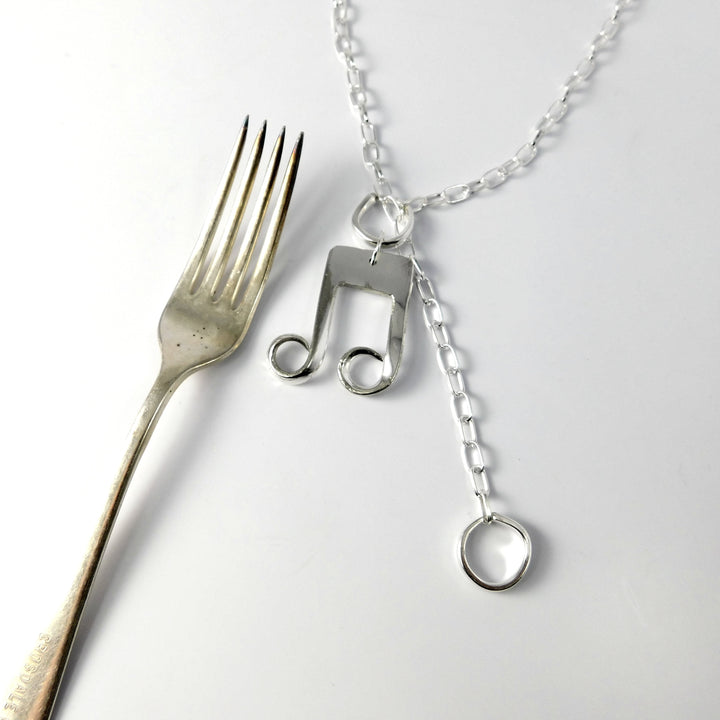 "Music In Four Fork Tines" Silver Fork Necklace