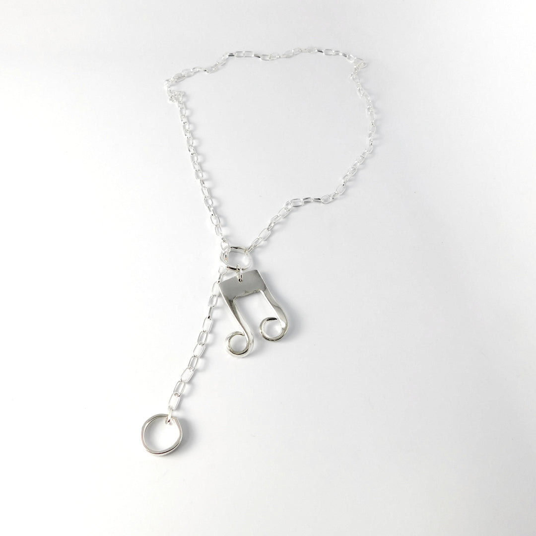 "Music In Four Fork Tines" Silver Fork Necklace