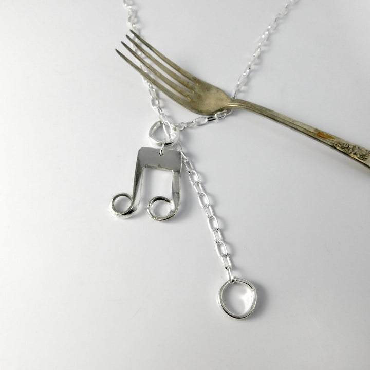 "Music In Four Fork Tines" Silver Fork Necklace