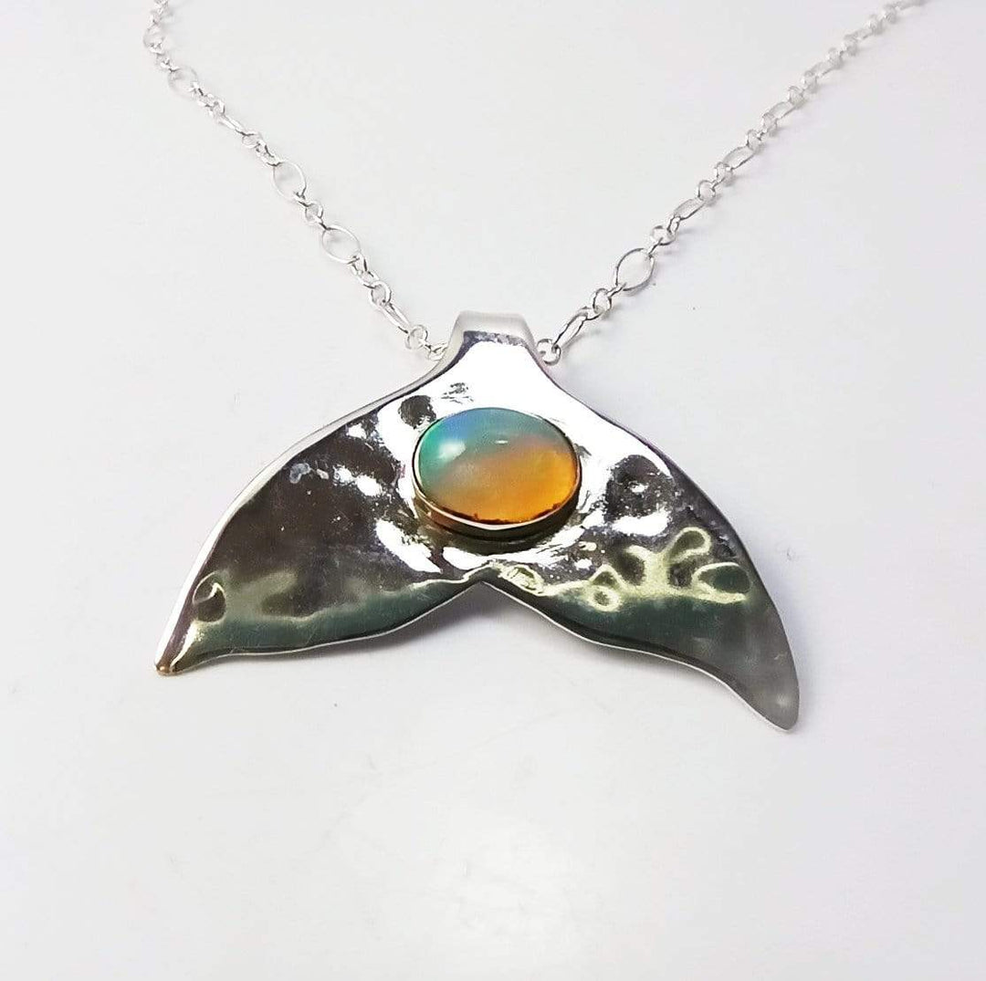 Jewelry Opal Mermaid Tail Silverware Pendant Necklace