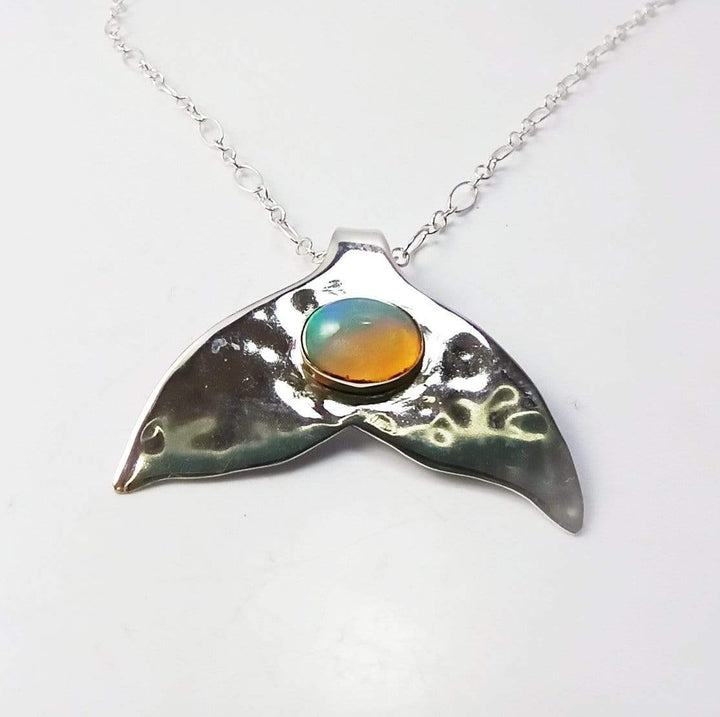 Jewelry Opal Mermaid Tail Silverware Pendant Necklace
