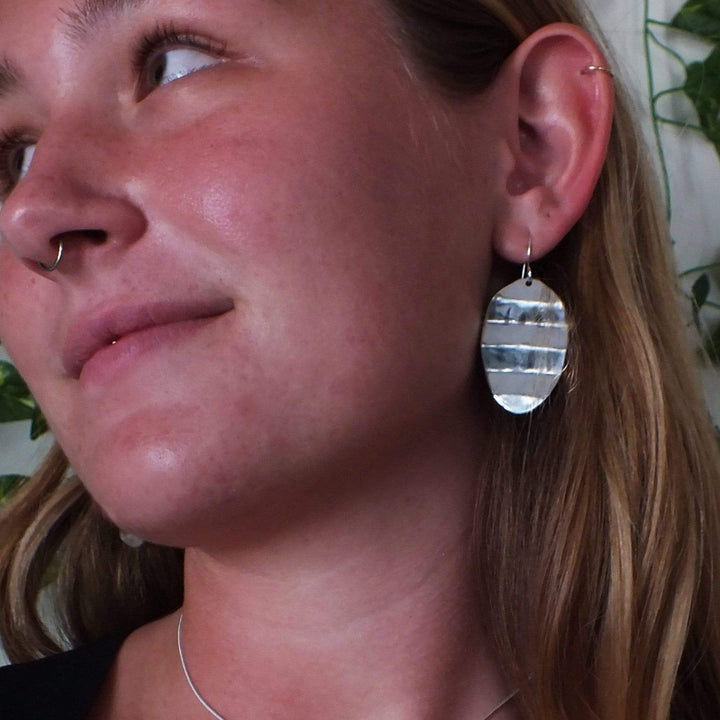 Jewelry Silver Ripple Vintage Spoon Earrings