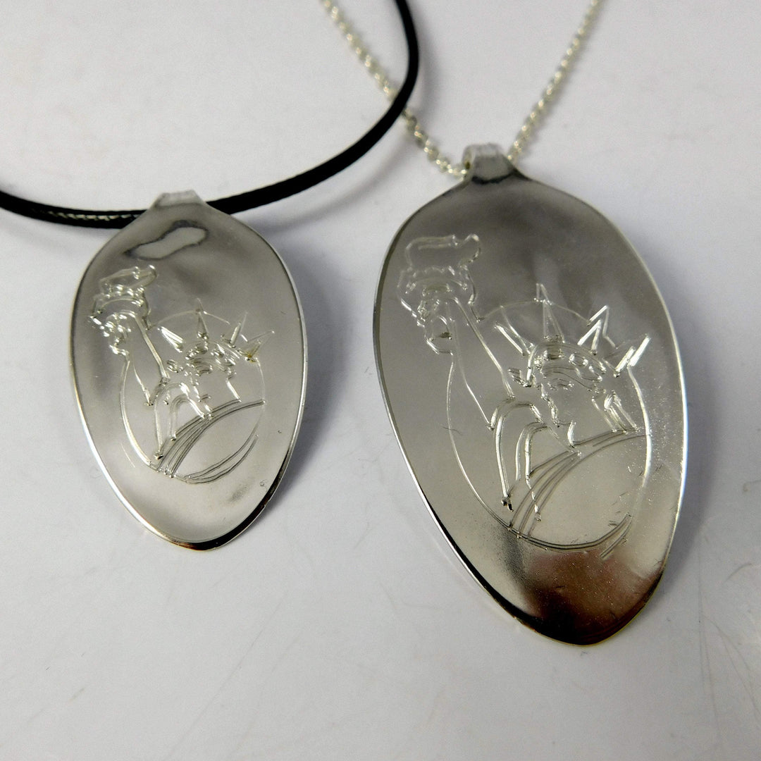 Statue of Liberty Engraved Silver Spoon Necklace