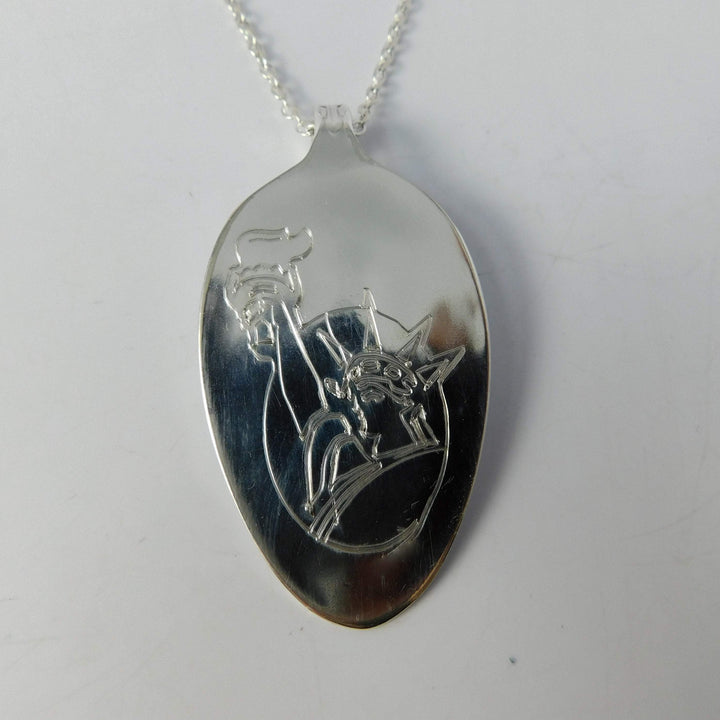Statue of Liberty Engraved Silver Spoon Necklace