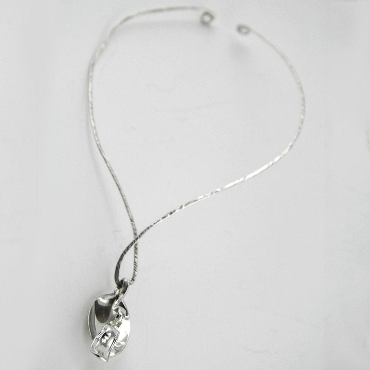 Lustrada Sterling Silver Matching Ring & Pendant with Neckwire Necklace