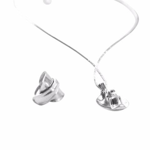 Lustrada Sterling Silver Matching Ring & Pendant with Neckwire Necklace