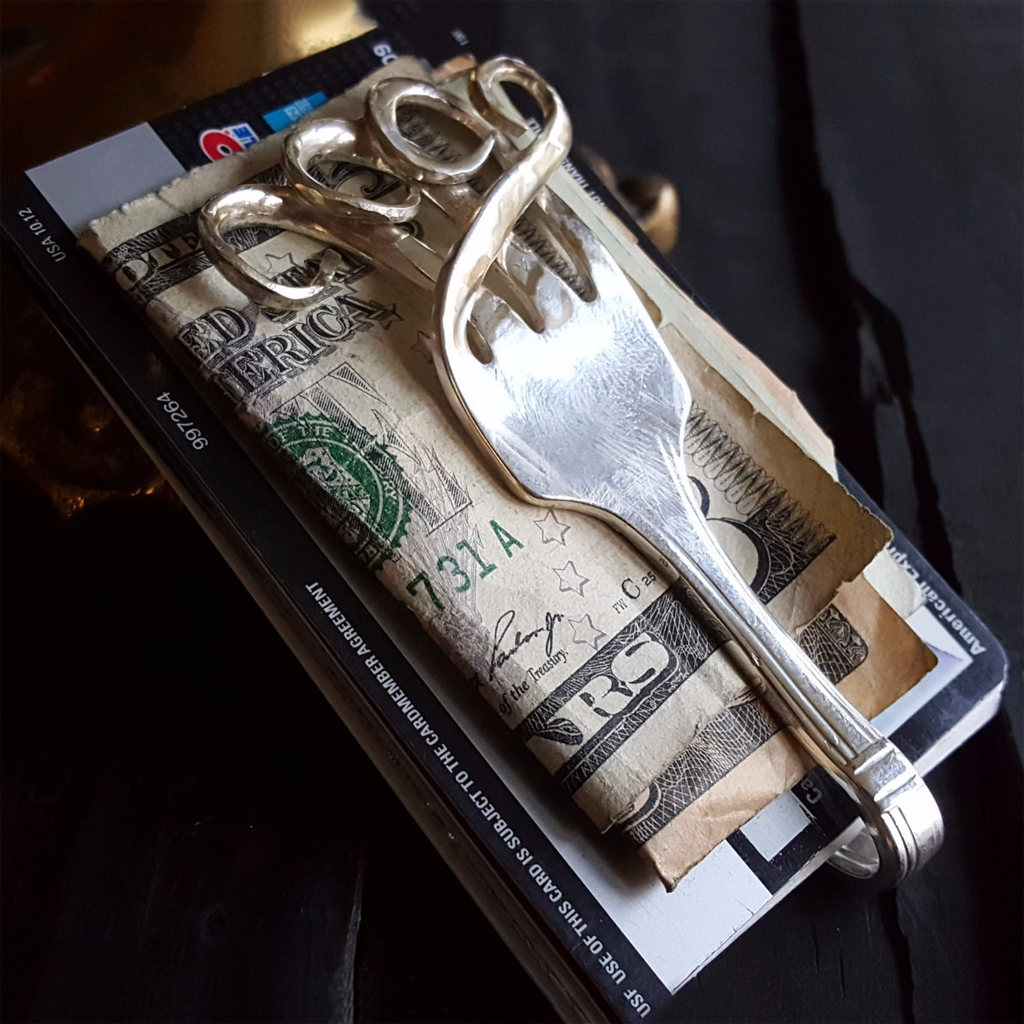 Rolling Surf Silver Fork Money Clip