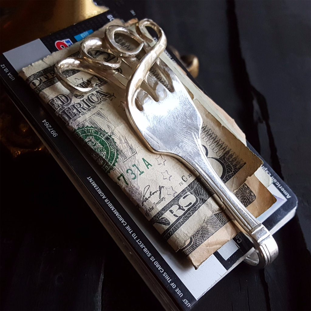 Rolling Surf Sterling Silver Fork Money Clip Wallet