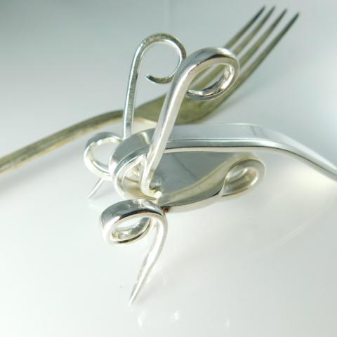 Lucky Cricket Vintage Fork Sculpture, Desk Accessory