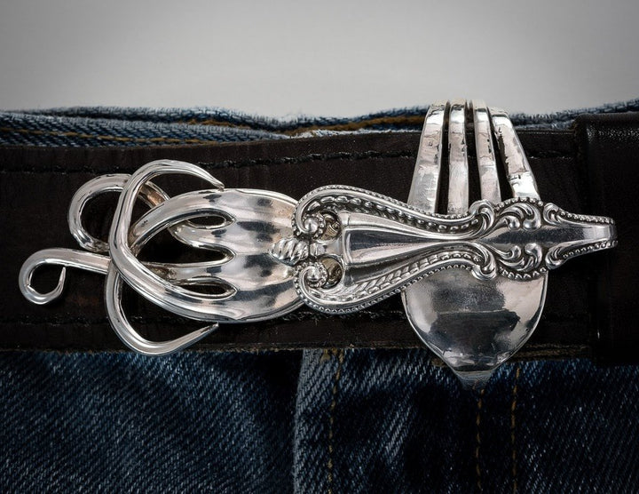 Silver Fire Belt Buckle, made with Old Colonial Sterling Silver Fork