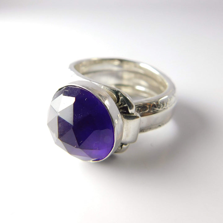 spoon ring Amethyst Gemstone Sterling Silver Classic Band Spoon Ring