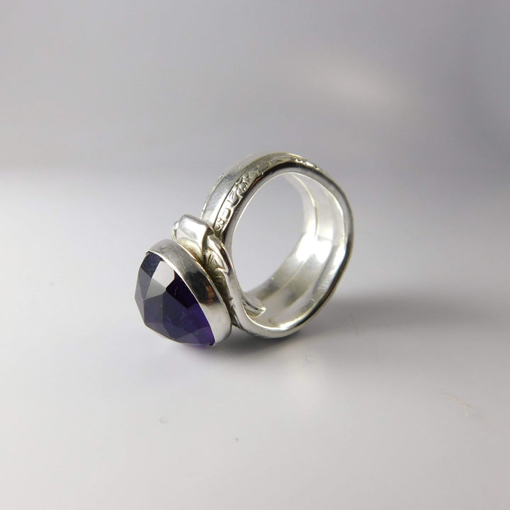 spoon ring Amethyst Gemstone Sterling Silver Classic Band Spoon Ring