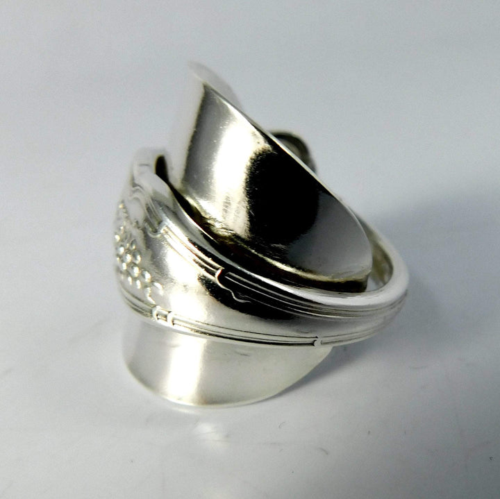 Grape Cluster Silver Whole Demitasse Spoon Ring