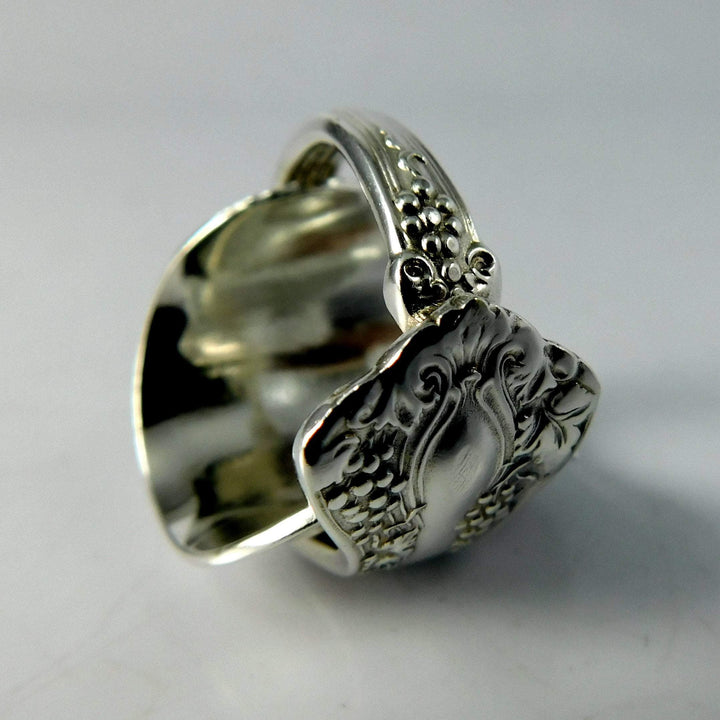 Grape Cluster Silver Whole Demitasse Spoon Ring